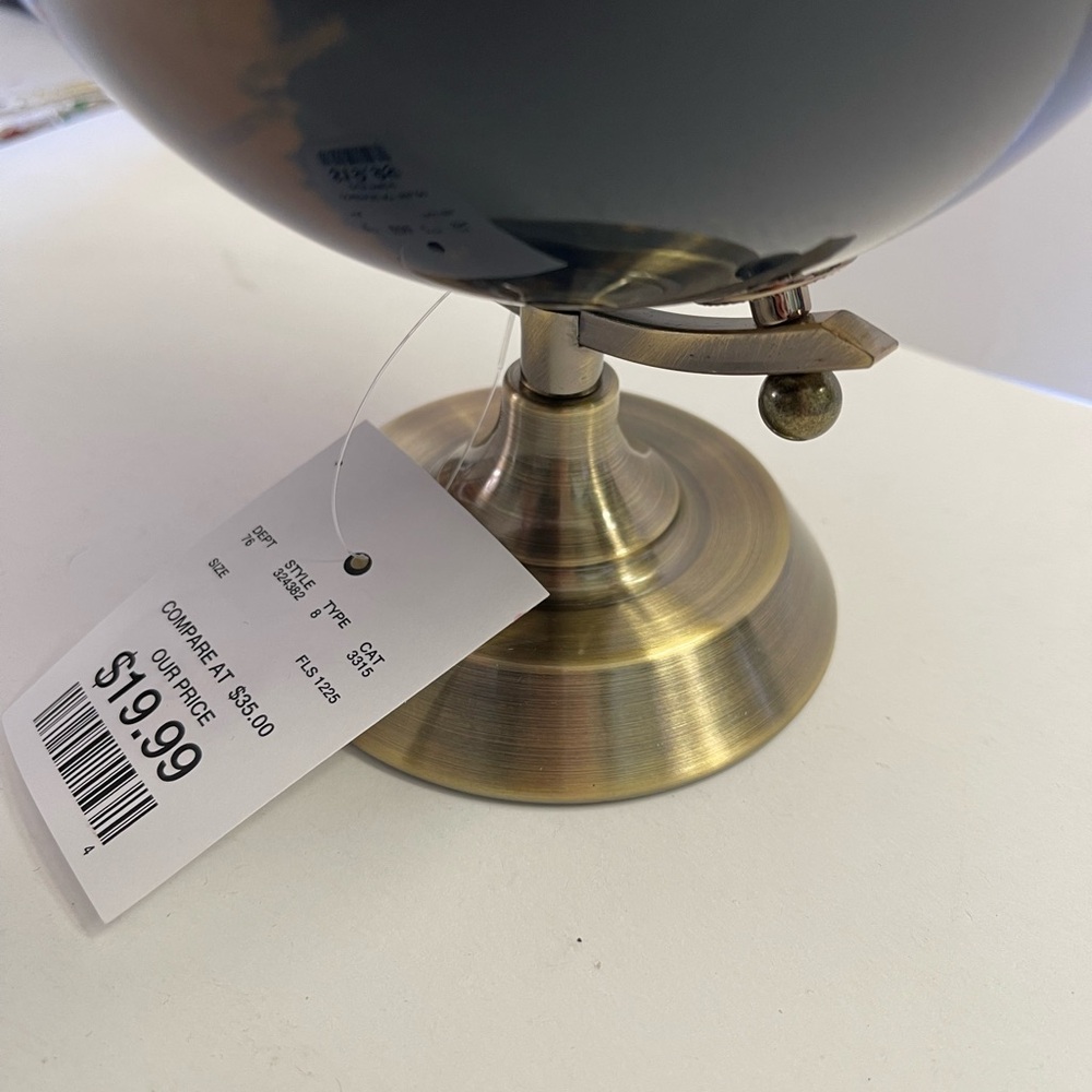World Globe Blue Bronze Brass Vintage-Inspired Home Decor Office Desk Accent New - Picture 6 of 8